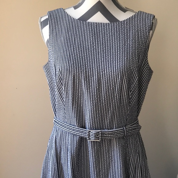 Anne Klein Dresses & Skirts - Anne Klein Seersucker Belted Sleeveless dress